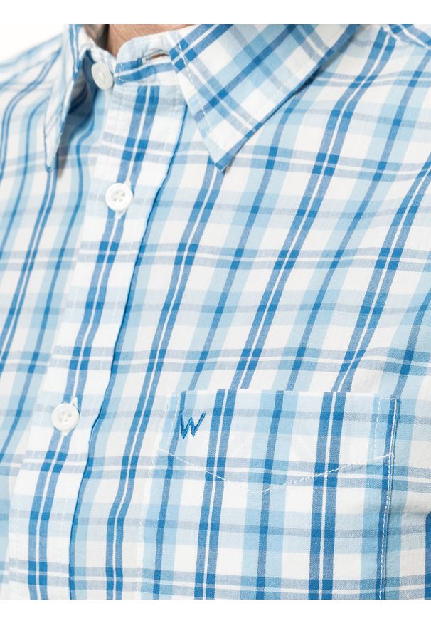 Wrangler - MĘSKA KOSZULA WRANGLER SS 1 PKT SHIRT PARISIAN BLUE W5M44MX96 112130229