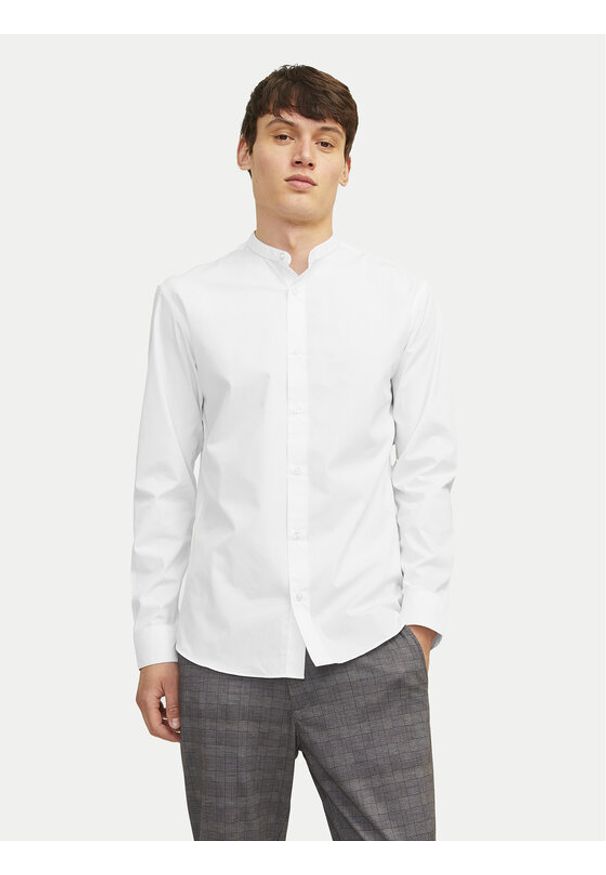Jack & Jones - Jack&Jones Koszula Joe 12205921 Biały Slim Fit. Kolor: biały. Materiał: bawełna, syntetyk