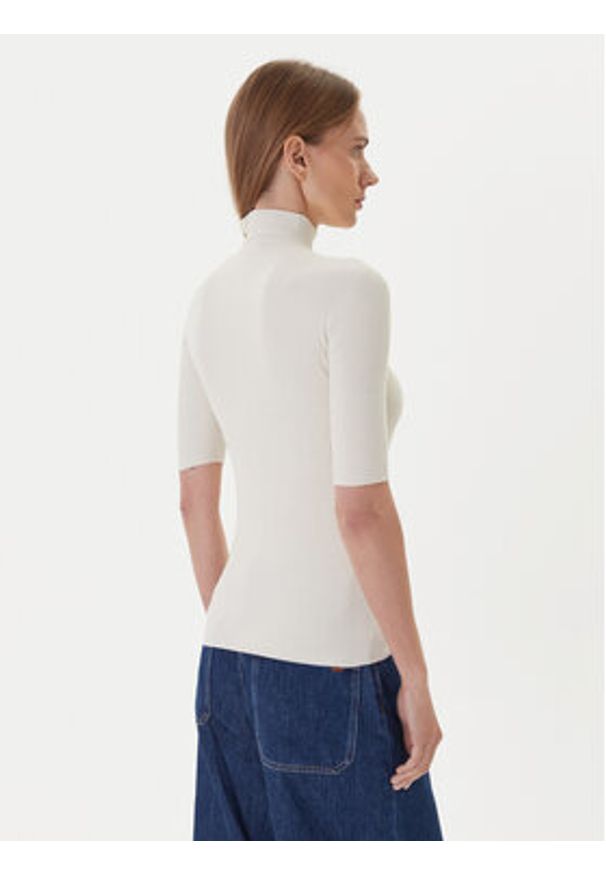 Kontatto Golf 3M0821C Écru Slim Fit. Typ kołnierza: golf. Kolor: kremowy. Materiał: syntetyk