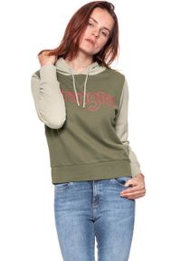 Wrangler - BLUZA WRANGLER DAMSKA KABEL HOODIE DUSTY OLIVE W6078HQ45. Typ kołnierza: kaptur #6