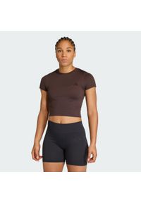 Adidas - Koszulka Workout Essentials Knit Baby. Kolor: brązowy. Materiał: dzianina. Sport: fitness #1