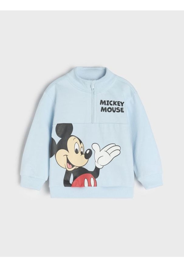 Sinsay - Bluza Mickey Mouse - niebieski. Kolor: niebieski. Materiał: bawełna. Wzór: motyw z bajki