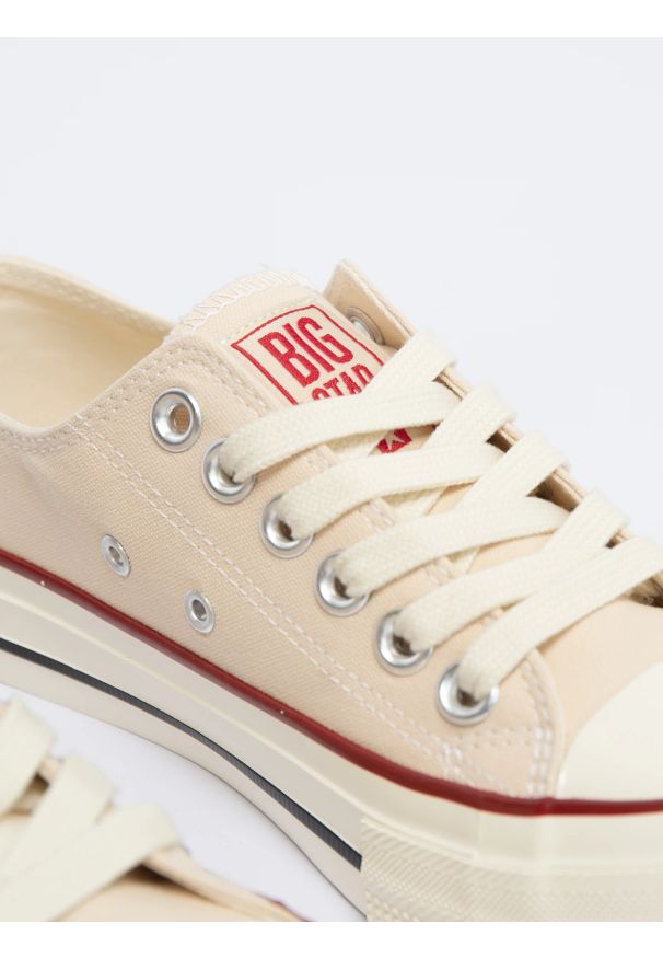 Big-Star - Trampki męskie niskie beżowe NN174100 801. Kolor: beżowy. Materiał: jeans, dresówka, materiał. Styl: sportowy