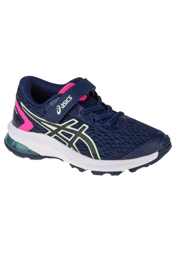 Buty Asics GT-1000 9 Ps Jr 1014A151-400 granatowe. Zapięcie: rzepy. Kolor: niebieski. Materiał: syntetyk, materiał, guma. Szerokość cholewki: normalna