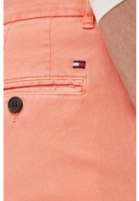 TOMMY HILFIGER - Tommy Hilfiger spodnie z domieszką lnu kolor pomarańczowy w fasonie chinos. Kolor: pomarańczowy. Materiał: len #2