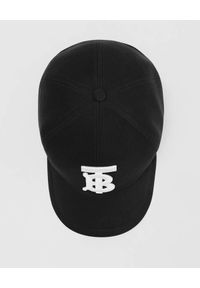 Burberry - BURBERRY - Czarna czapka z monogramem. Kolor: czarny. Materiał: bawełna. Wzór: haft #4