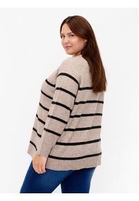 Zizzi Sweter M61257A Beżowy Regular Fit. Kolor: beżowy. Materiał: syntetyk #5