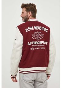 Alpha Industries kurtka bomber Varsity Air Force Jacket męski kolor bordowy przejściowa. Kolor: czerwony #5