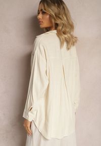 Renee - Beżowa Elegancka Koszula Bawełniana z Klasycznym Wzorem w Paski Lervana. Kolor: beżowy. Materiał: bawełna. Wzór: paski. Styl: klasyczny, elegancki #3