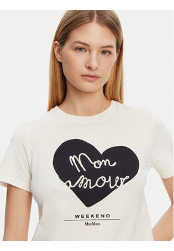 Weekend Max Mara T-Shirt Vello 2515971051 Écru Regular Fit. Kolor: kremowy. Materiał: bawełna