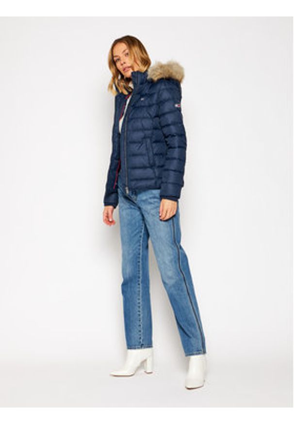 Tommy Jeans Kurtka puchowa Basic DW0DW08588 Granatowy Regular Fit. Kolor: niebieski. Materiał: syntetyk