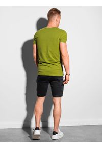 Ombre Clothing - T-shirt męski bawełniany BASIC S1369 - oliwkowy - XXL. Typ kołnierza: dekolt w serek. Kolor: oliwkowy. Materiał: bawełna. Długość: krótkie. Styl: klasyczny