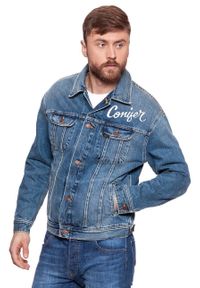 Lee - LEE OVERSIZED RIDER DUSK VINTAGE L88Z44ATA. Materiał: jeans. Wzór: nadruk. Styl: vintage #10