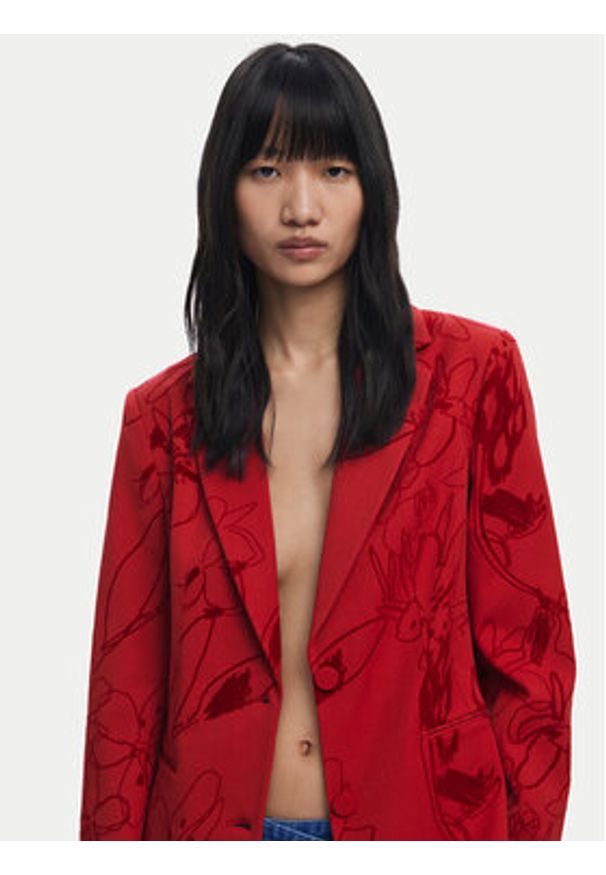 Desigual Marynarka Flockarty 25WWEW19 Czerwony Regular Fit. Kolor: czerwony. Materiał: syntetyk