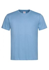 Stedman - Jasny Niebieski Bawełniany T-Shirt Męski Bez Nadruku -STEDMAN- Koszulka, Krótki Rękaw, Basic, U-neck. Okazja: na co dzień. Kolor: niebieski. Materiał: bawełna. Długość rękawa: krótki rękaw. Długość: krótkie. Styl: casual #1
