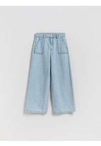 Reserved - Jeansy super wide leg - niebieski. Kolor: niebieski