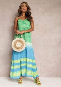 Renee - Zielona Sukienka Maxi na Regulowanych Ramiączkach z Gumkami w Talii Betsabe. Kolor: zielony. Długość rękawa: na ramiączkach. Sezon: wiosna, lato. Długość: maxi #5