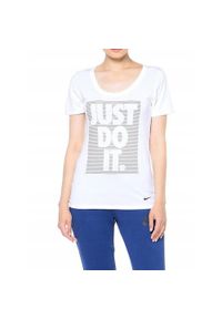 Nike - KOSZULKA T-shirt na co dzień NIKE JUST DO IT bawełna. Kolor: biały. Materiał: bawełna