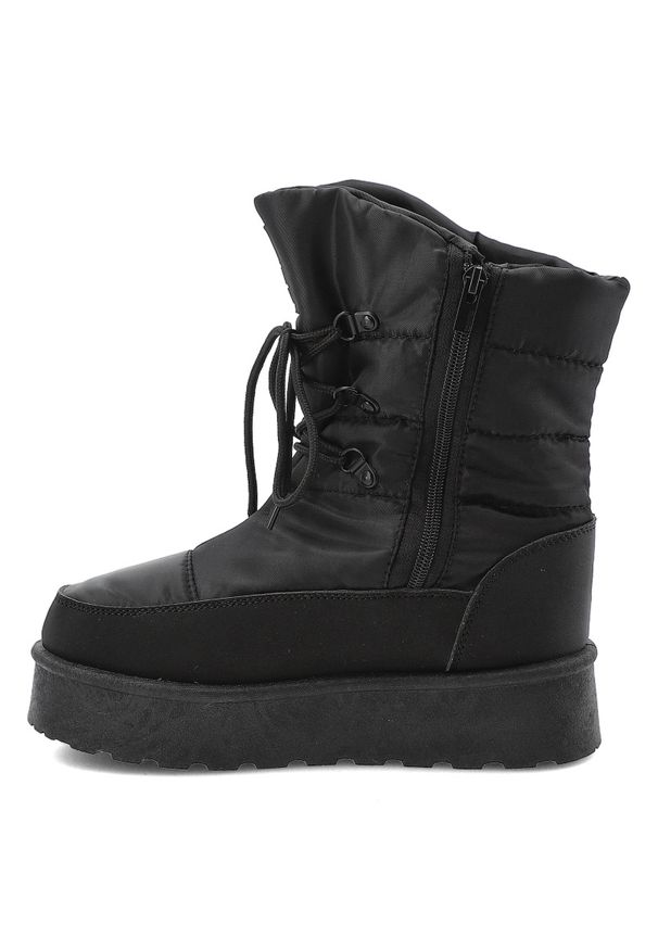 Big-Star - Czarne Śniegowce Big Star Ocieplane Obuwie Damskie. Okazja: na spacer, na co dzień. Kolor: czarny. Materiał: materiał, puch. Szerokość cholewki: normalna. Sezon: zima. Styl: casual, klasyczny