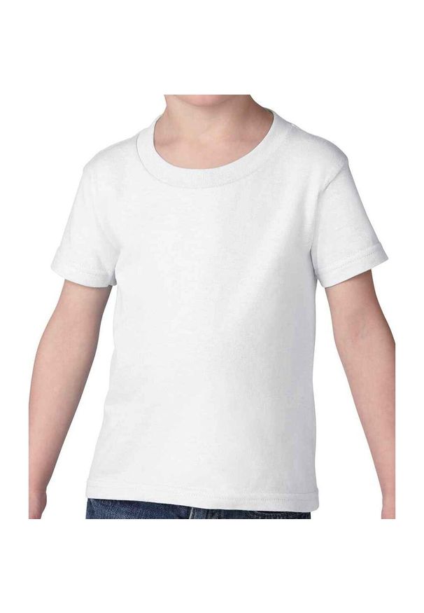 GILDAN - Koszulka Dziecięca Z Grubej Bawełny. Kolor: biały. Materiał: bawełna. Sport: turystyka piesza