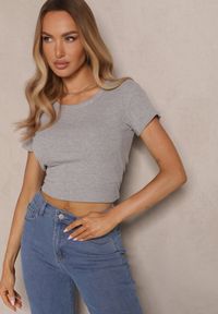 Renee - Szary T-shirt Basic z Wiskozy Worreti. Okazja: na co dzień. Kolor: szary. Materiał: wiskoza. Styl: sportowy, klasyczny, casual #4