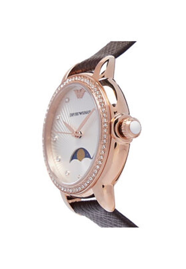 Emporio Armani Zegarek Mia AR11568 Brązowy. Kolor: brązowy. Materiał: skóra