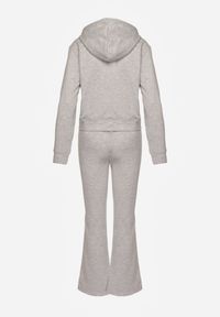 Renee - Jasnoszary Komplet Dresowy z Bawełny Spodnie Dzwony i Rozpinana Bluza z Kapturem Auim. Kolor: szary. Materiał: bawełna, dresówka #5