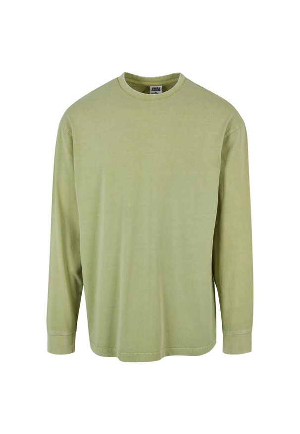 Urban Classics - Męska Bluzka Z Długim Rękawem Acid Wash Heavyweight Boxy. Kolor: zielony. Długość rękawa: długi rękaw. Długość: długie