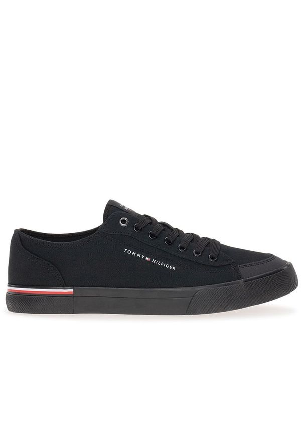 TOMMY HILFIGER - Buty Tommy Hilfiger Corporate Vulc Canvas FM0FM04954-BDS - czarne. Okazja: na co dzień. Kolor: czarny. Materiał: bawełna, poliester, tkanina, guma. Szerokość cholewki: normalna
