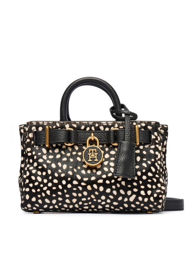 TOMMY HILFIGER - Tommy Hilfiger Torebka American Icon Micro Tote Deer Le AW0AW18168 Czarny. Kolor: czarny. Materiał: skórzane