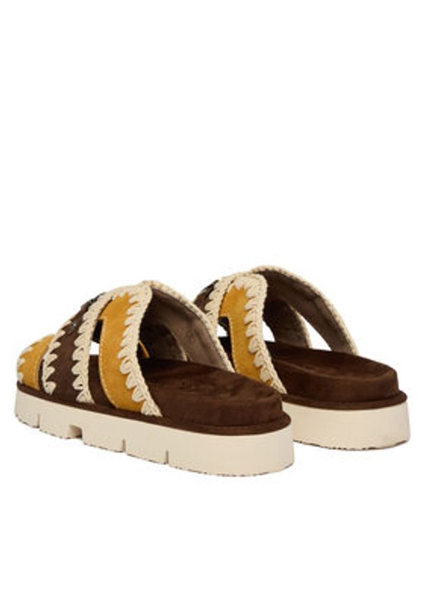 Mou Klapki MU.SW461014A Kolorowy. Materiał: skóra, zamsz. Wzór: kolorowy