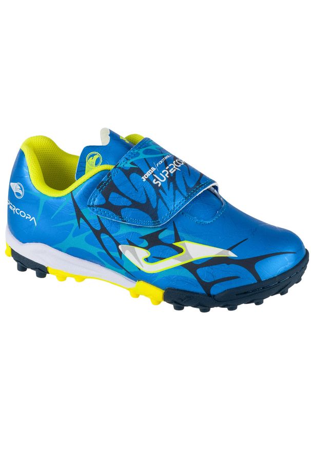 Joma - Buty piłkarskie turfy chłopięce, Super Copa Jr 25 SCJS TF. Kolor: niebieski. Materiał: skóra, syntetyk. Sport: piłka nożna
