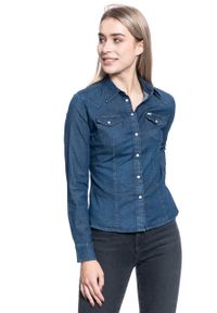 Lee - DAMSKA KOSZULA JEANSOWA LEE SLIM WESTERN SHIRT WASHED BLUE L45RFWLR. Kolor: niebieski. Materiał: jeans