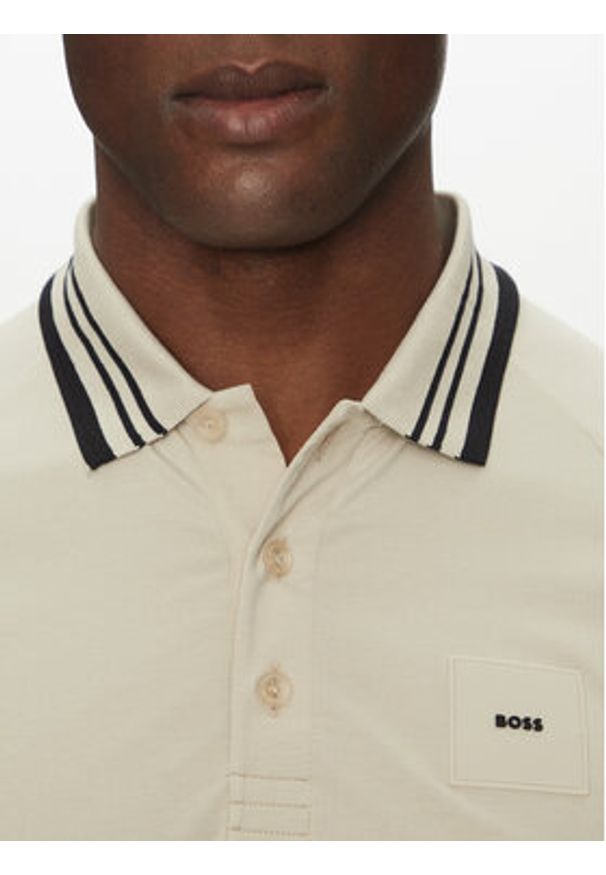 BOSS Polo 50538176 Beżowy Regular Fit. Typ kołnierza: polo. Kolor: beżowy. Materiał: bawełna