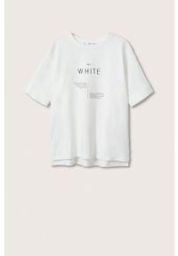 mango - Mango - T-shirt bawełniany Pstcolor. Okazja: na co dzień. Kolor: biały. Materiał: bawełna. Styl: casual #2