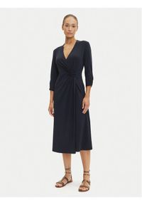 Tatuum Sukienka codzienna Linda T2506.195 Granatowy Regular Fit. Okazja: na co dzień. Kolor: niebieski. Materiał: bawełna. Typ sukienki: proste. Styl: casual