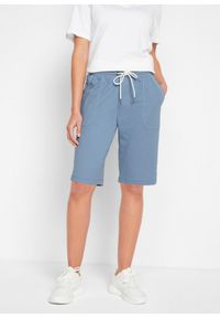 bonprix - Bermudy dresowe z czystej bawełny. Kolor: niebieski. Materiał: dresówka, bawełna