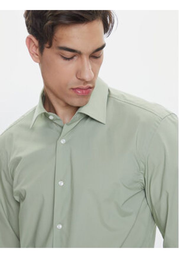 BOSS Koszula H-Hank 50469345 Zielony Slim Fit. Kolor: zielony. Materiał: bawełna