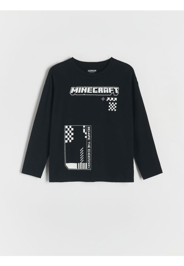 Reserved - Longsleeve Minecraft - czarny. Kolor: czarny. Materiał: bawełna, dzianina. Długość rękawa: długi rękaw