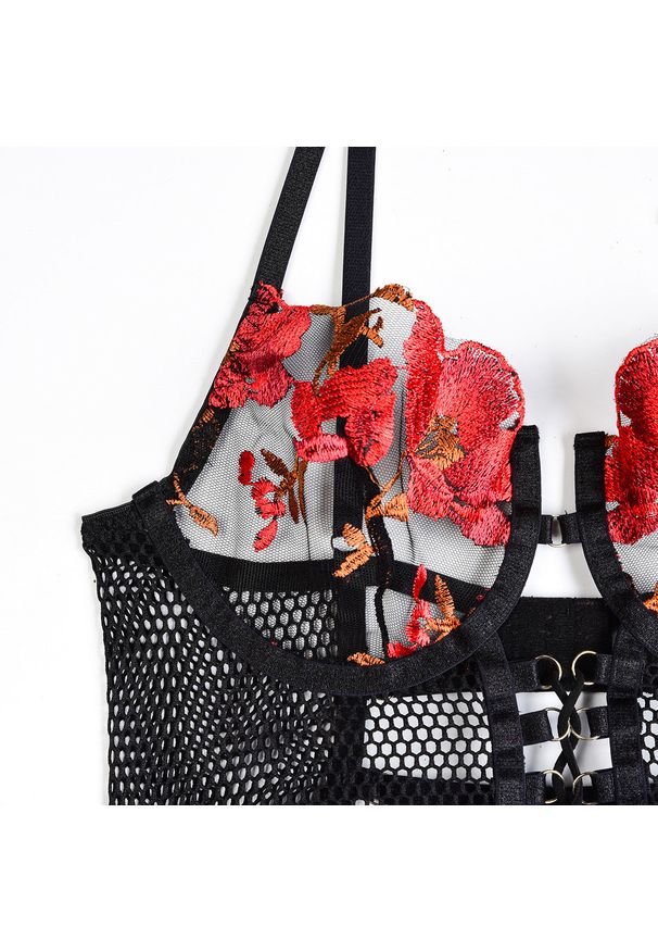 Intica - Komplet bielizny z kwiatowym haftem na wyjątkowe okazje Doohee. Kolor: wielokolorowy. Materiał: materiał. Wzór: kwiaty, haft