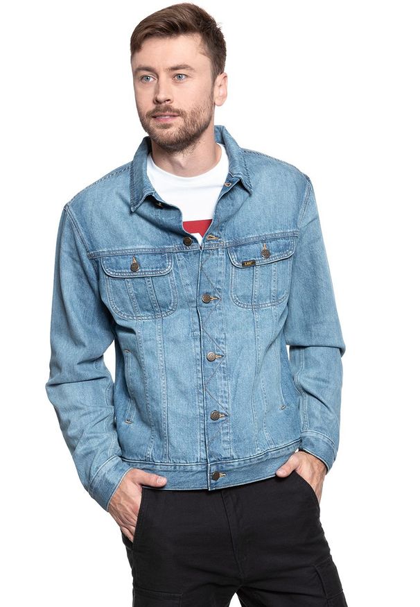 Lee - LEE RIDER JACKET MĘSKA KURTKA JEANSOWA OAKWOOD LIGHT L89ZLJXA 112124008. Materiał: jeans