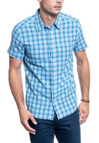 Wrangler - MĘSKA KOSZULA MATERIAŁOWA WRANGLER SS 1 PKT SHIRT CERULEAN BLUE W5J11OXVT. Materiał: materiał #4