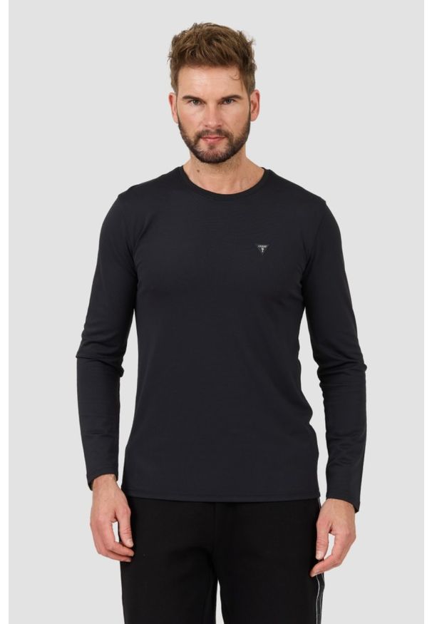 Guess - GUESS Czarny męski longsleeve New Tech Str T, Rozmiar XXL. Kolor: czarny. Długość rękawa: długi rękaw