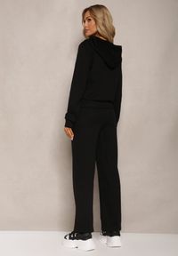 Renee - Czarny Komplet Dresowy z Prostymi Spodniami i Bluzą z Kapturem z Suwakiem Kovalia. Kolor: czarny. Materiał: dresówka #3