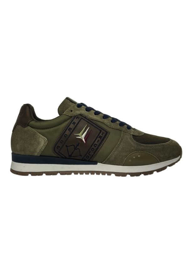 Aeronautica Militare - AERONAUTICA MILITARE Zielone sneakersy męskie Frecce Tricolori. Okazja: na co dzień. Kolor: zielony. Materiał: zamsz, tkanina. Wzór: haft