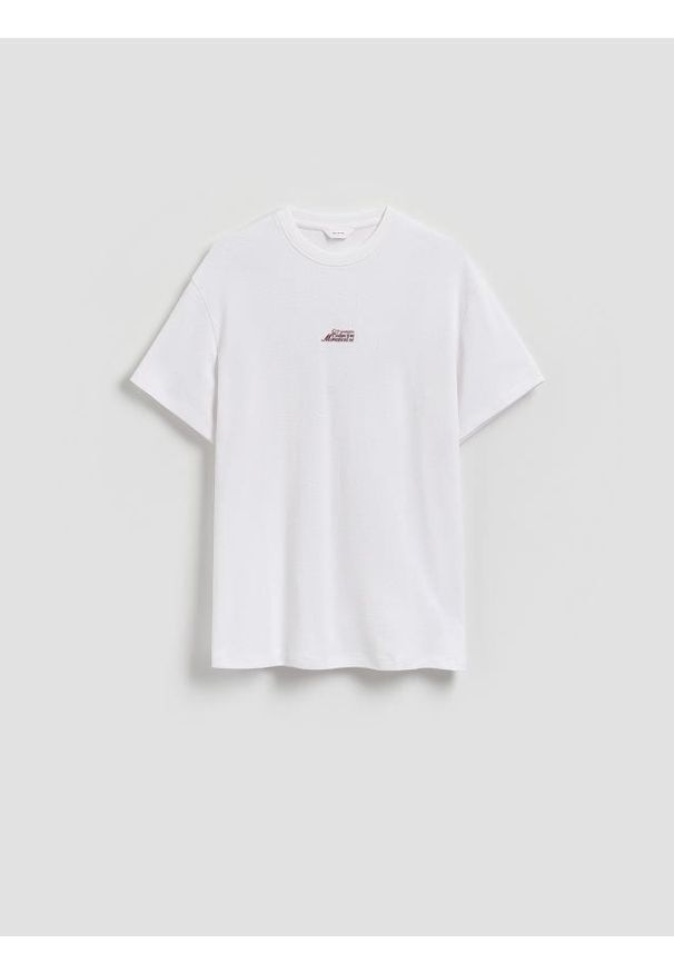 Reserved - Strukturalny t-shirt comfort fit - biały. Kolor: biały. Materiał: bawełna, dzianina