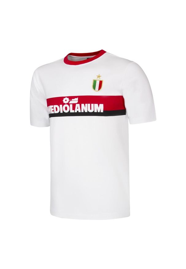 COPA FOOTBALL - Retro koszulka piłkarska – Męska – AC Milan 1988 Mediolanum – Biały. Kolor: biały. Sezon: lato. Sport: piłka nożna