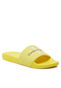 Calvin Klein Jeans Klapki Slide Monogram Co YW0YW00103 Żółty. Kolor: żółty