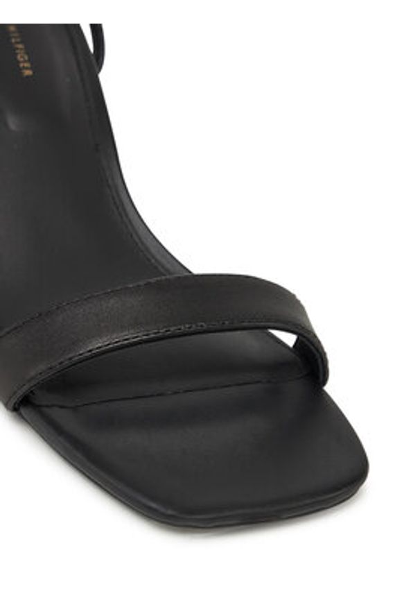 TOMMY HILFIGER - Tommy Hilfiger Sandały Leather Knots Kitten Sandal FW0FW08424 Czarny. Kolor: czarny. Materiał: skóra