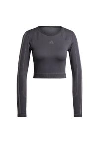 Adidas - Koszulka Knit Long Sleeve. Kolor: czarny, szary, wielokolorowy. Materiał: materiał. Długość rękawa: długi rękaw. Długość: krótkie. Sport: fitness